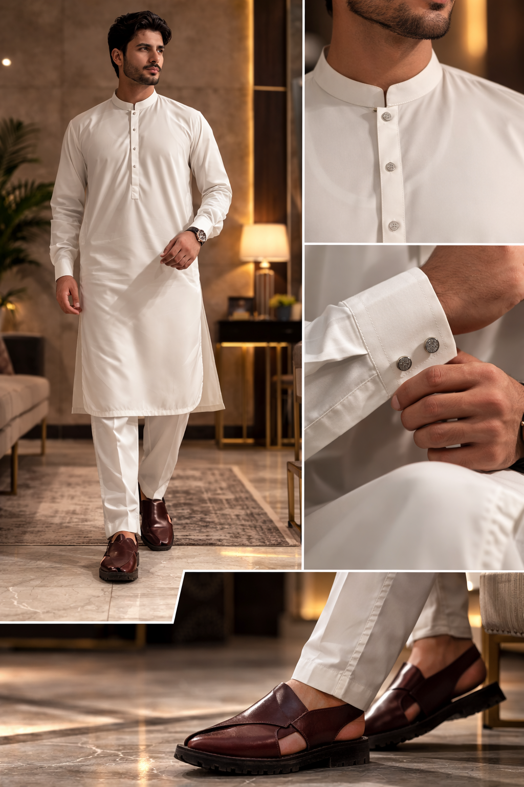 Rovaan - White Cotton Exclusive Kurta Pajama