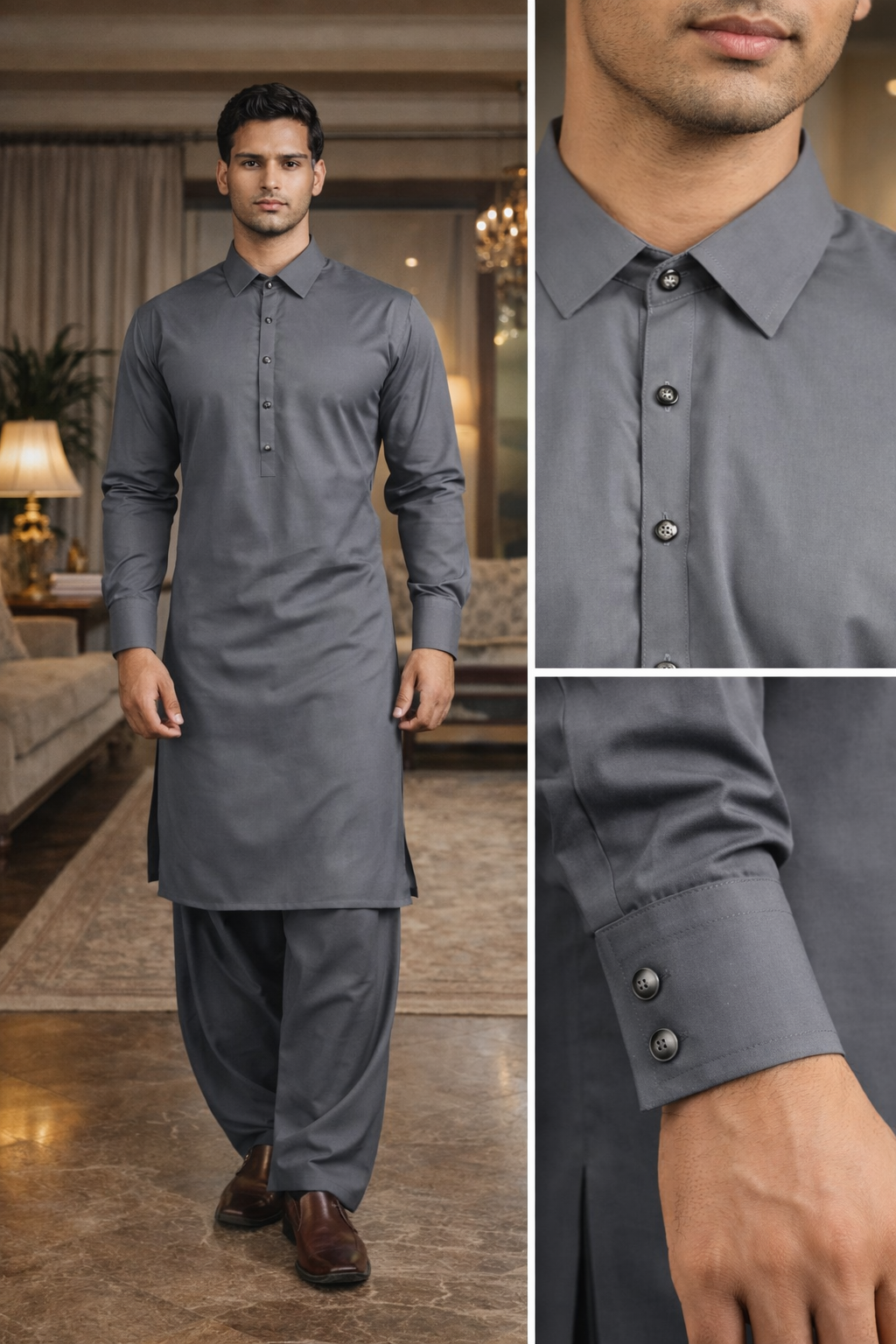 Sabria - Slate Grey Exclusive Collection Kameez Shalwar