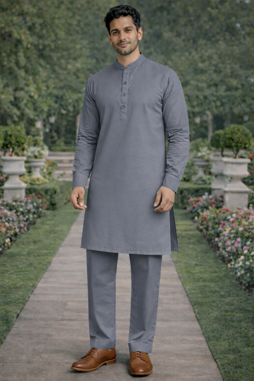 Zerwan - Slate Grey Exclusive Collection Kurta Pajama