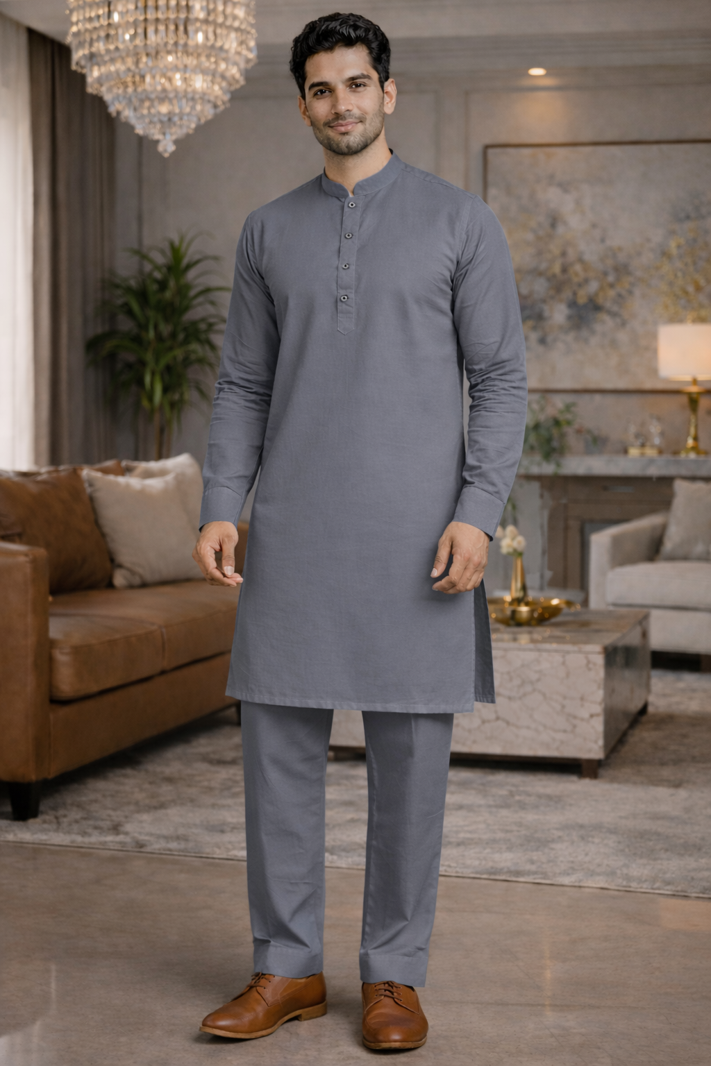 Zerwan - Slate Grey Exclusive Collection Kurta Pajama