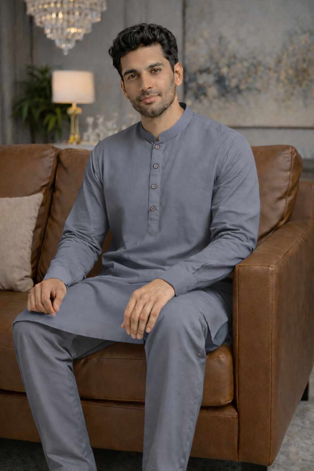 Zerwan - Slate Grey Exclusive Collection Kurta Pajama