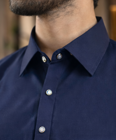 Bustan - Navy Blue Cutton Signature Kameez Shalwar