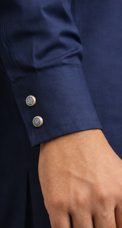 Barvik - Navy Blue Cutton Signature Kurta Pajama