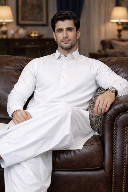 Marist - White Cotton Exclusive Kameez Shalwar